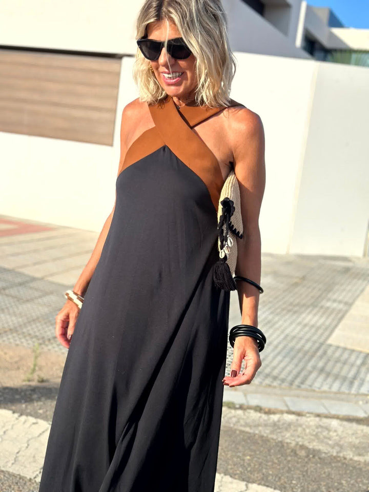 Seriva – robe tissée à encolure croisée