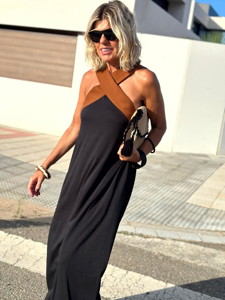 Seriva – robe tissée à encolure croisée