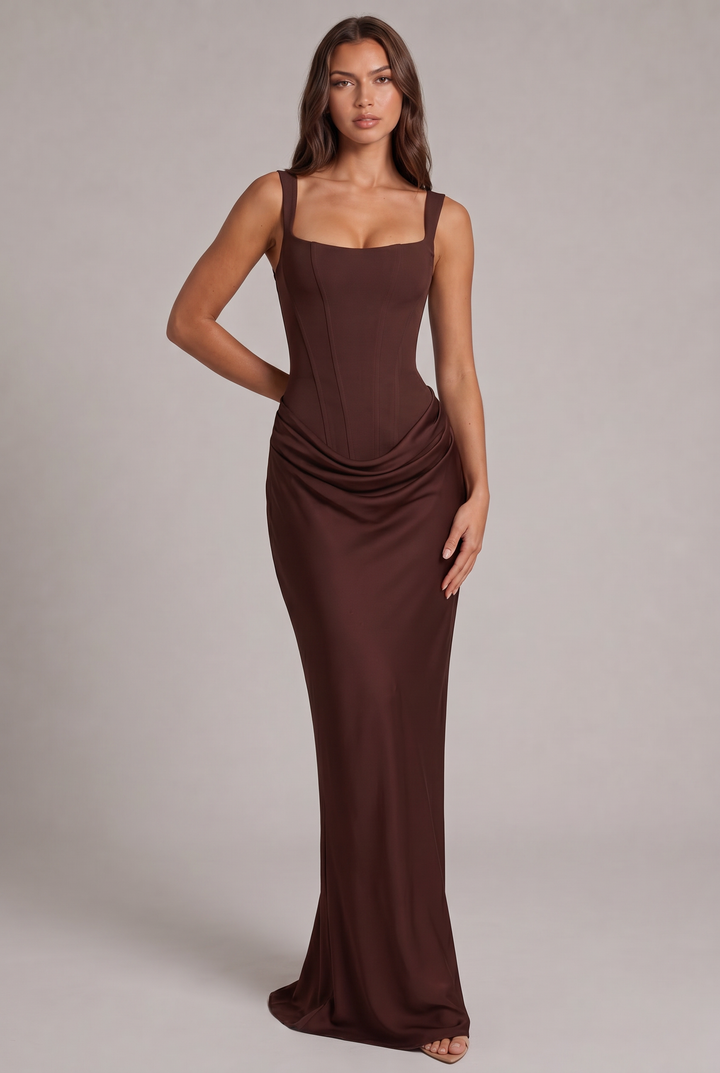 Nalise – Corsage structuré en lyocell, robe longue