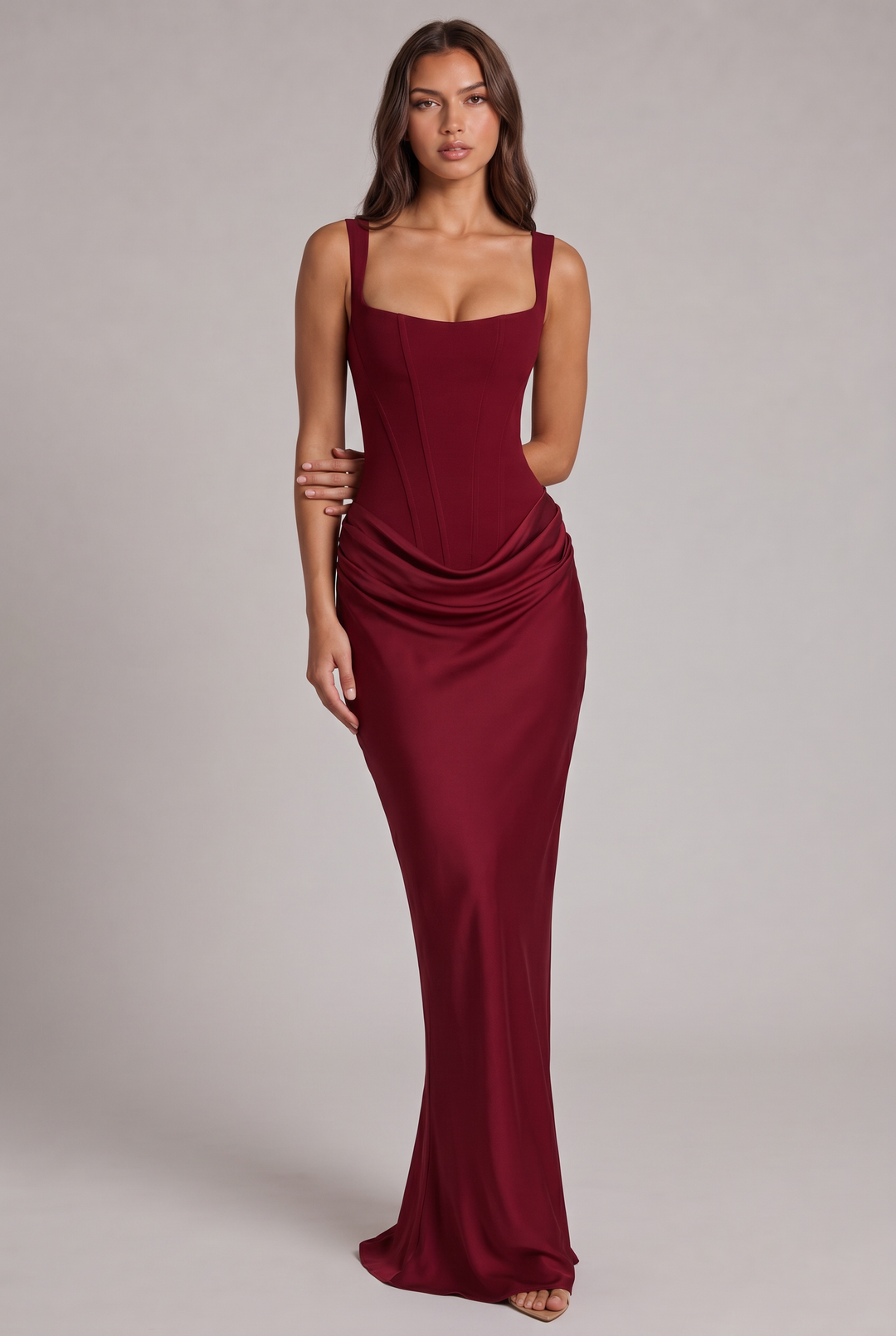 Nalise – Corsage structuré en lyocell, robe longue