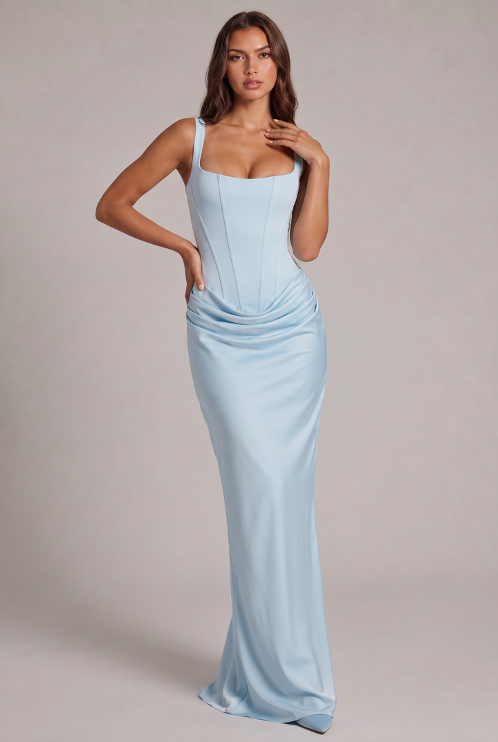 Nalise – Corsage structuré en lyocell, robe longue