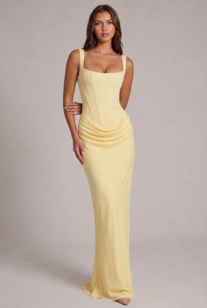 Nalise – Corsage structuré en lyocell, robe longue