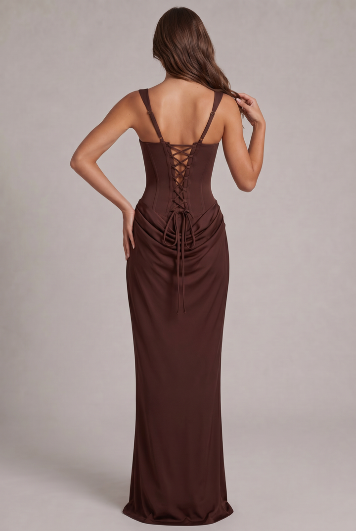 Nalise – Corsage structuré en lyocell, robe longue