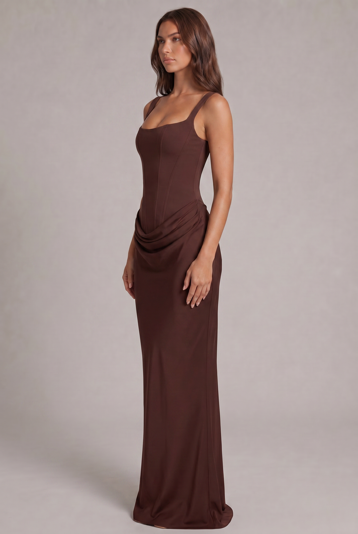 Nalise – Corsage structuré en lyocell, robe longue
