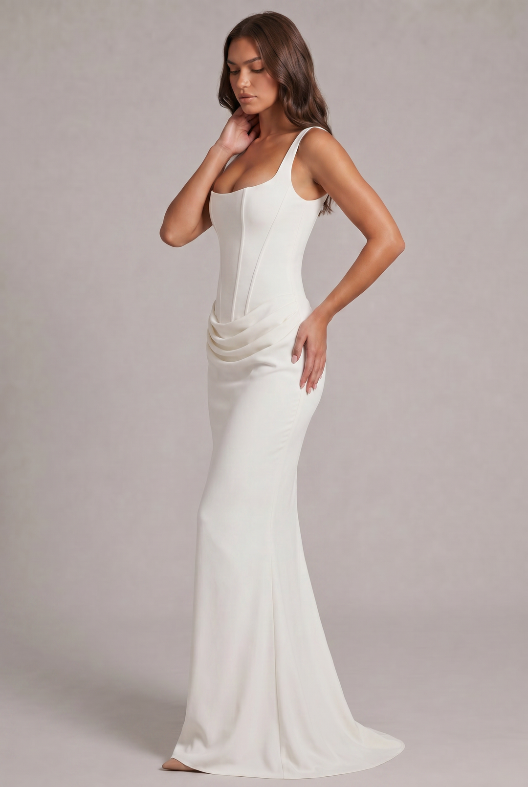 Nalise – Corsage structuré en lyocell, robe longue