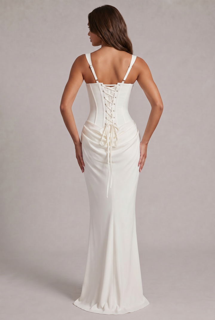 Nalise – Corsage structuré en lyocell, robe longue
