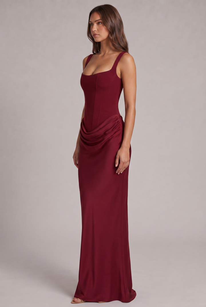 Nalise – Corsage structuré en lyocell, robe longue