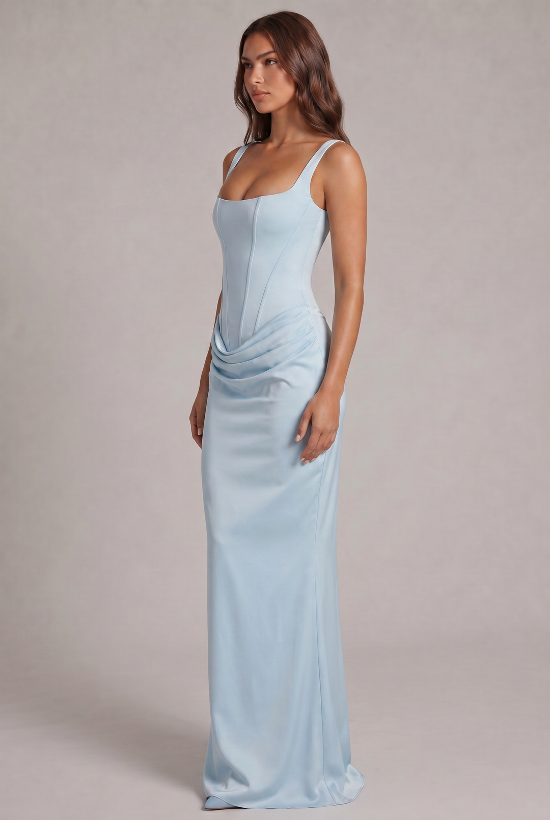 Nalise – Corsage structuré en lyocell, robe longue