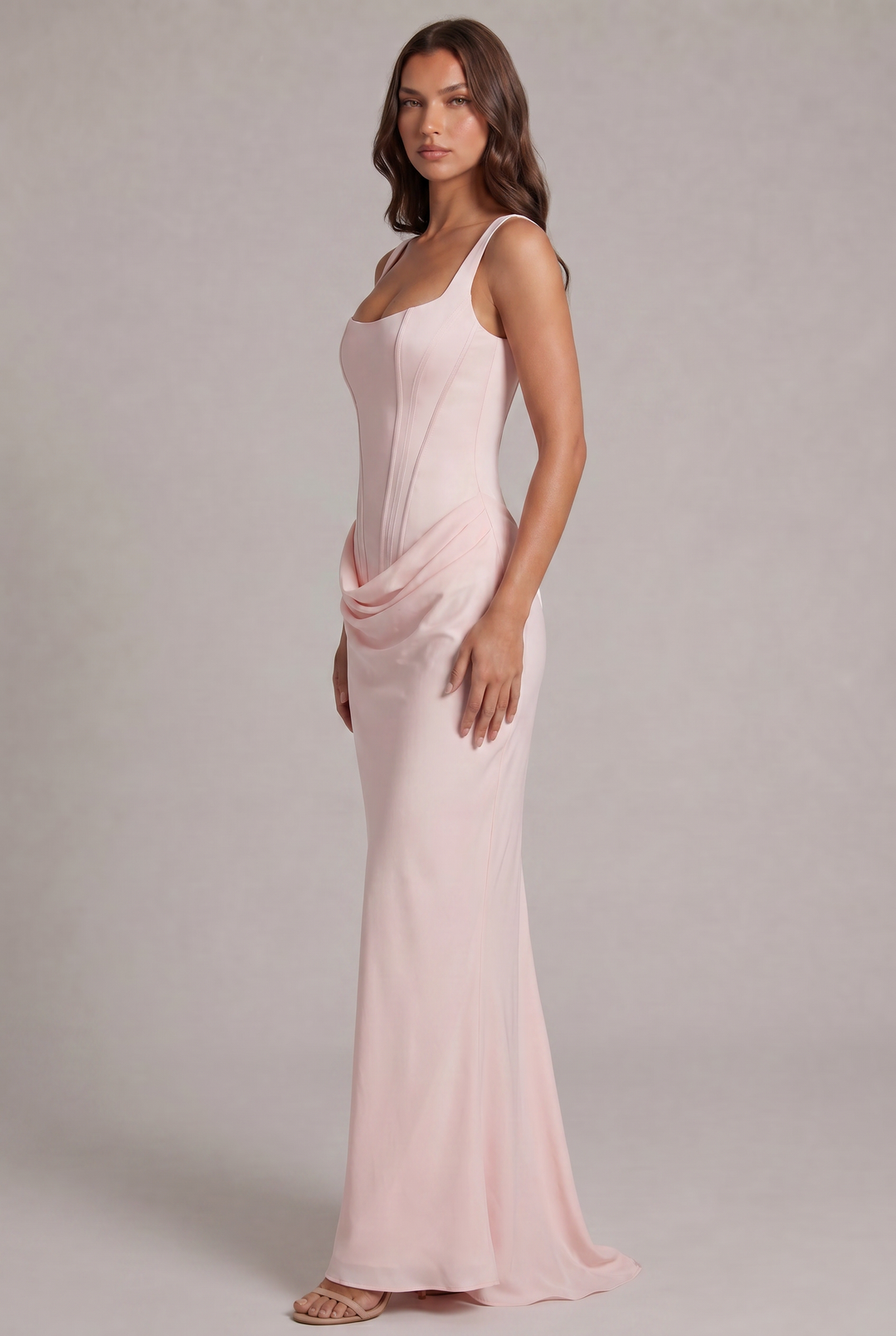 Nalise – Corsage structuré en lyocell, robe longue