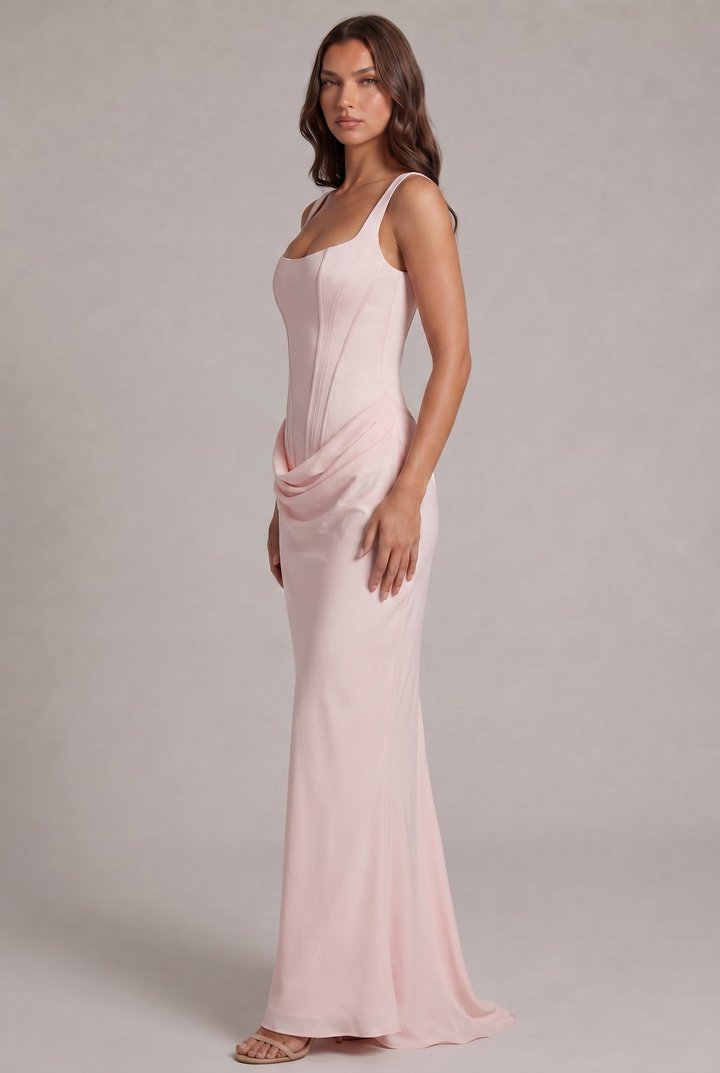 Nalise – Corsage structuré en lyocell, robe longue