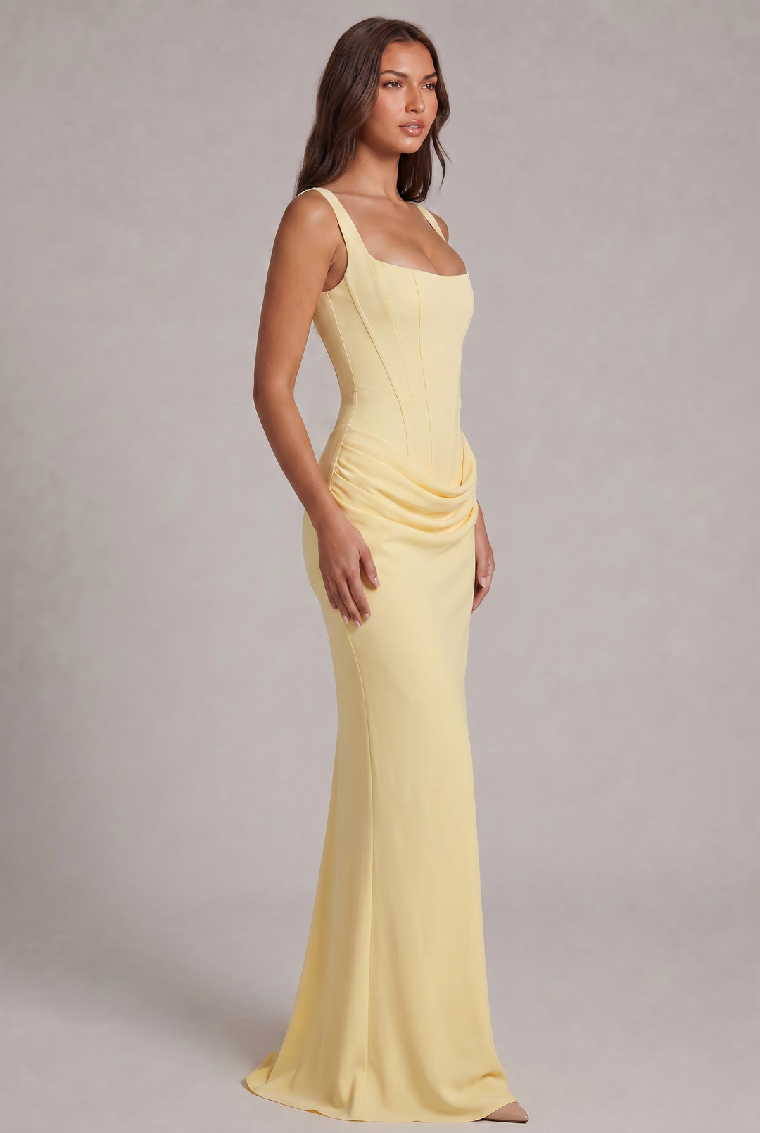 Nalise – Corsage structuré en lyocell, robe longue