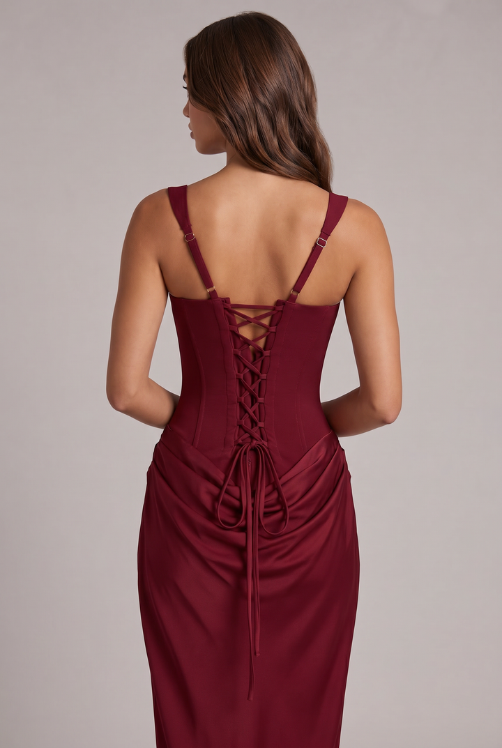 Nalise – Corsage structuré en lyocell, robe longue