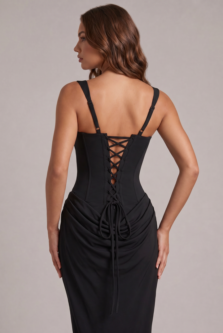 Nalise – Corsage structuré en lyocell, robe longue