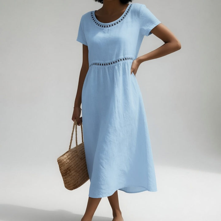 Orlise – robe en coton à col brodé