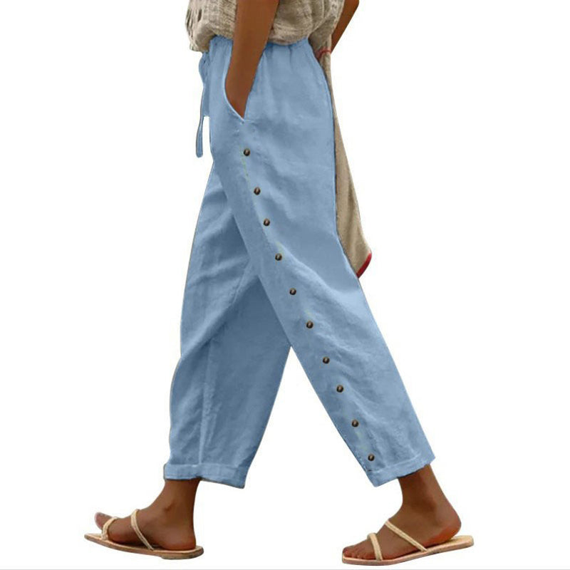 Maevra – pantalon en coton-chanvre à taille élastique