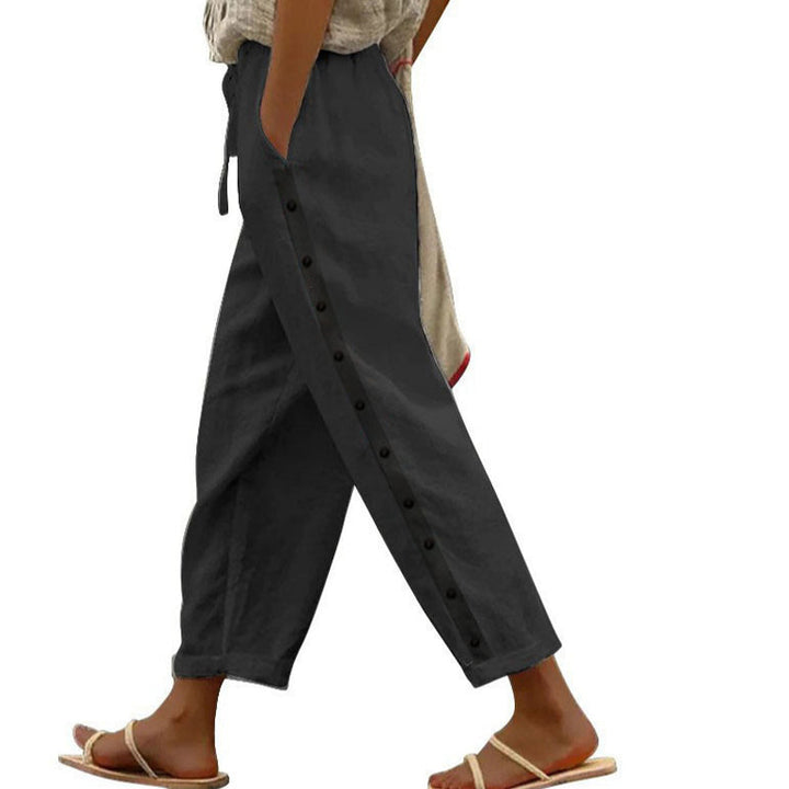 Maevra – pantalon en coton-chanvre à taille élastique