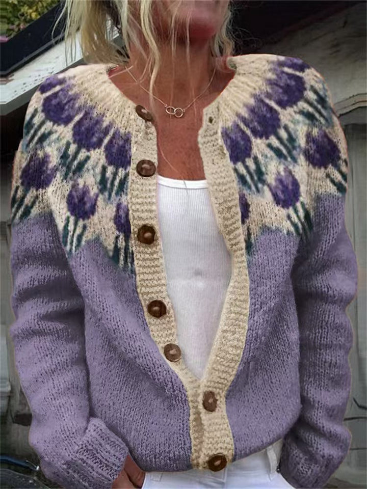 Velori – Cardigan en tricot à imprimé floral