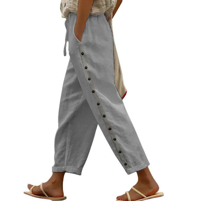 Maevra – pantalon en coton-chanvre à taille élastique