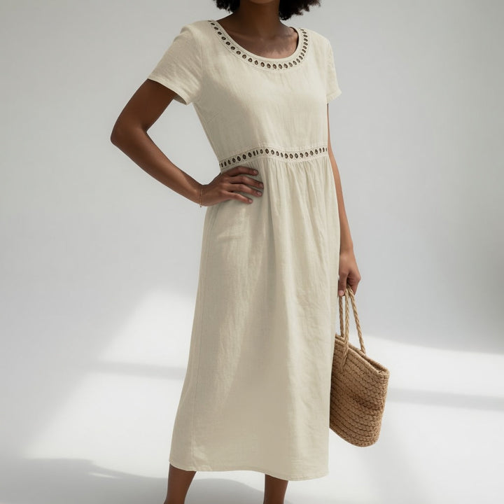Orlise – robe en coton à col brodé