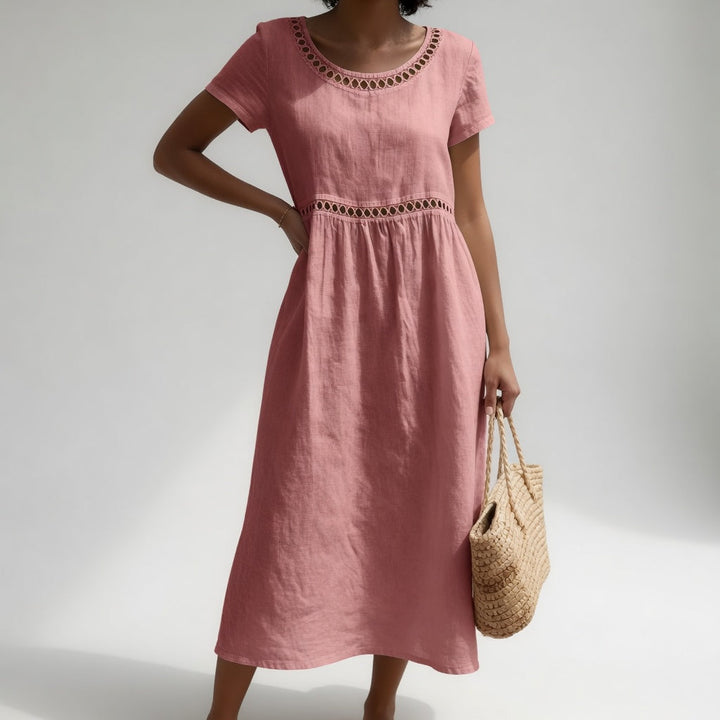 Orlise – robe en coton à col brodé