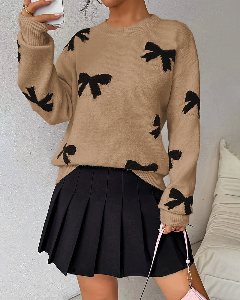 Noreli – Haut en tricot jacquard à nœud papillon