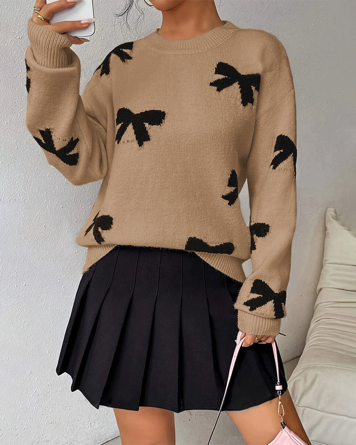 Noreli – Haut en tricot jacquard à nœud papillon