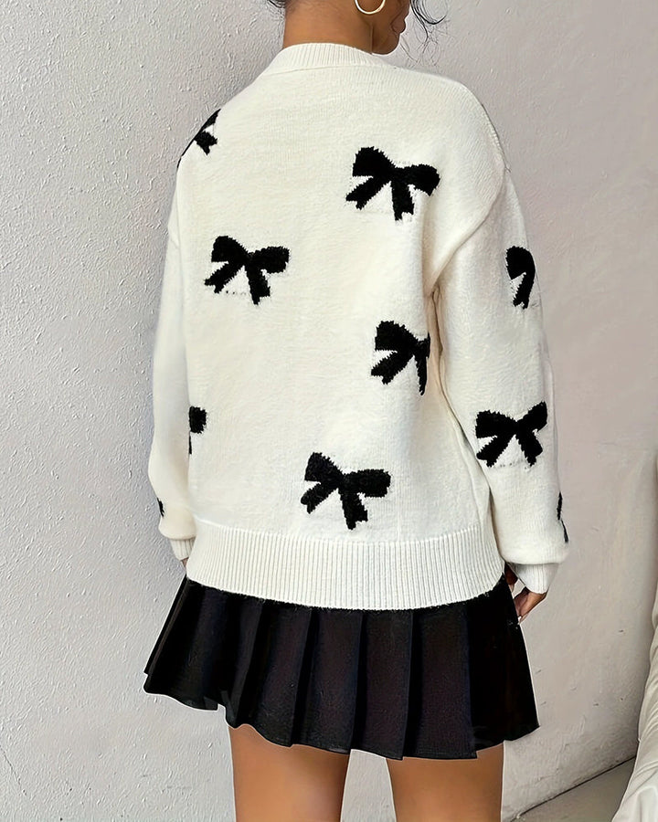 Noreli – Haut en tricot jacquard à nœud papillon