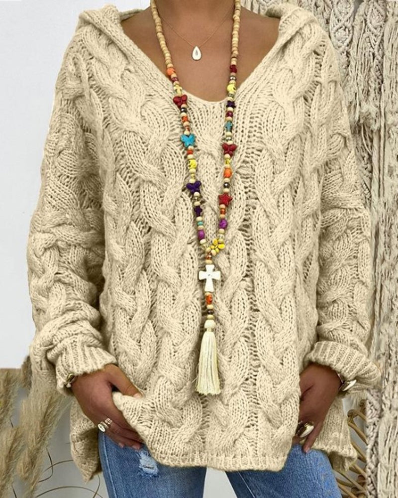 Leniva – pull à col montant en tricot torsadé