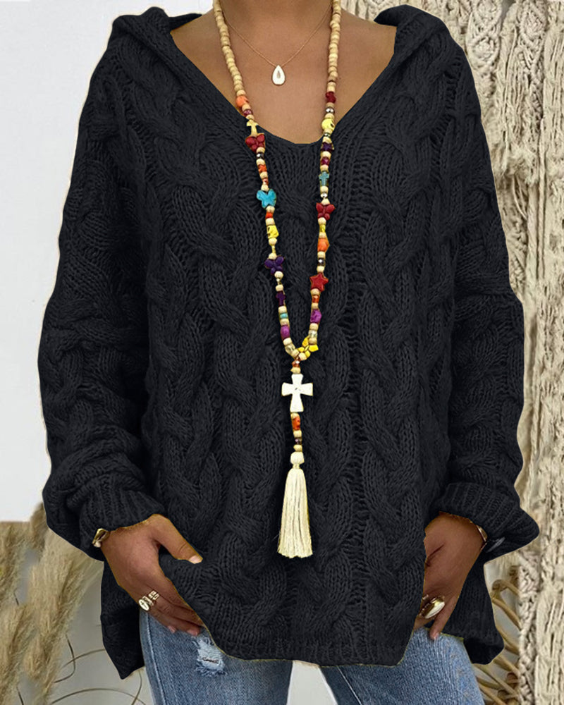 Leniva – pull à col montant en tricot torsadé