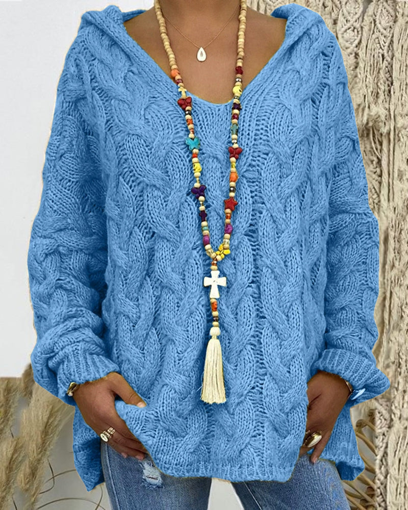 Leniva – pull à col montant en tricot torsadé