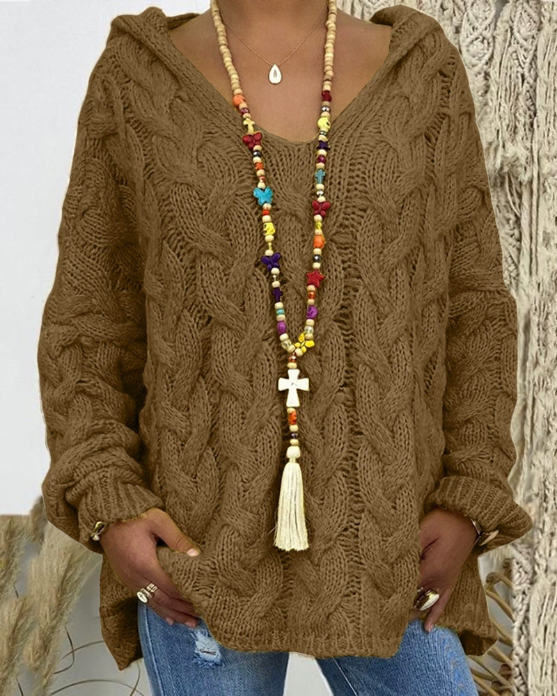 Leniva – pull à col montant en tricot torsadé