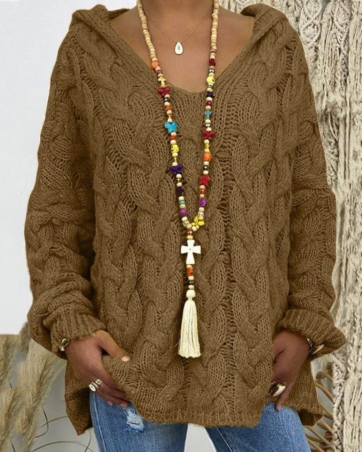 Leniva – pull à col montant en tricot torsadé