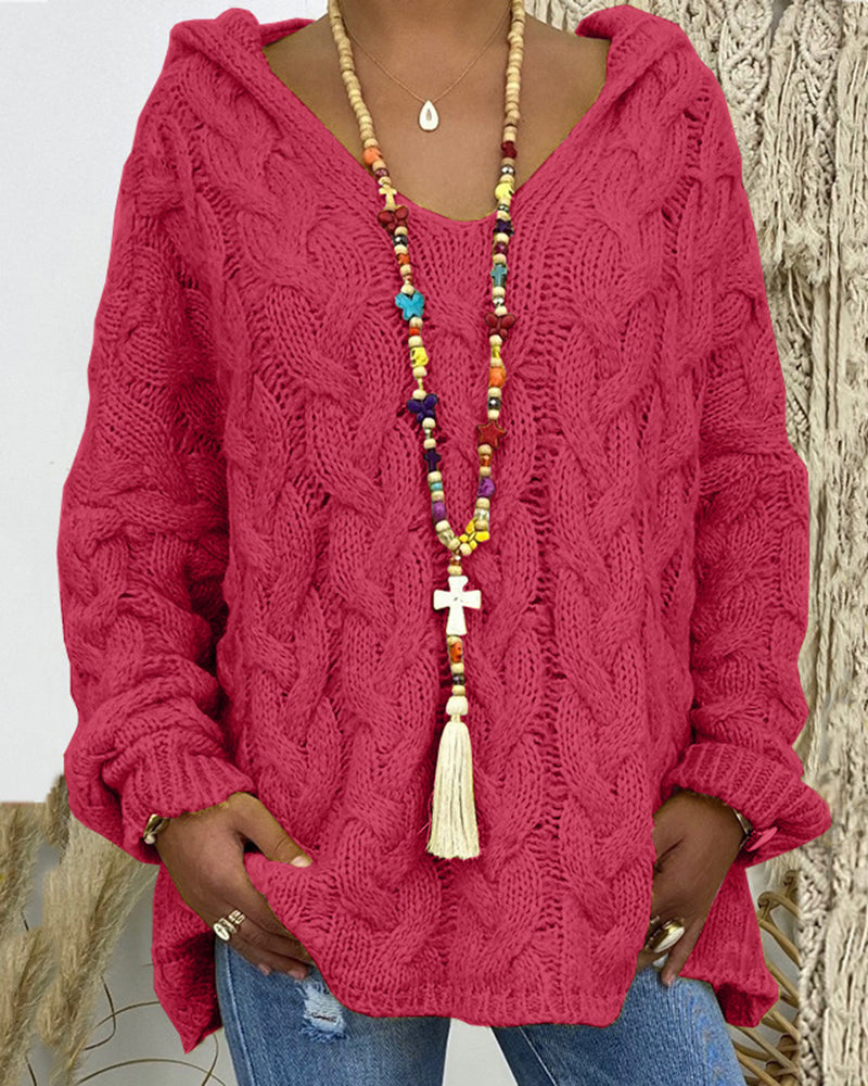 Leniva – pull à col montant en tricot torsadé