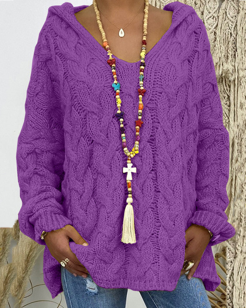 Leniva – pull à col montant en tricot torsadé