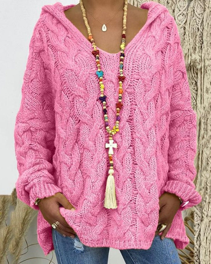 Leniva – pull à col montant en tricot torsadé