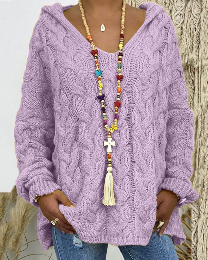 Leniva – pull à col montant en tricot torsadé