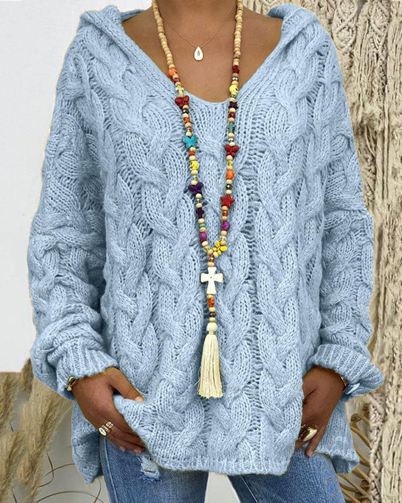 Leniva – pull à col montant en tricot torsadé