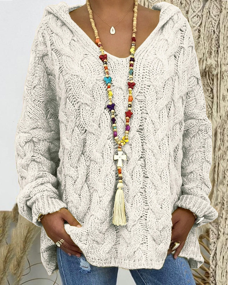 Leniva – pull à col montant en tricot torsadé