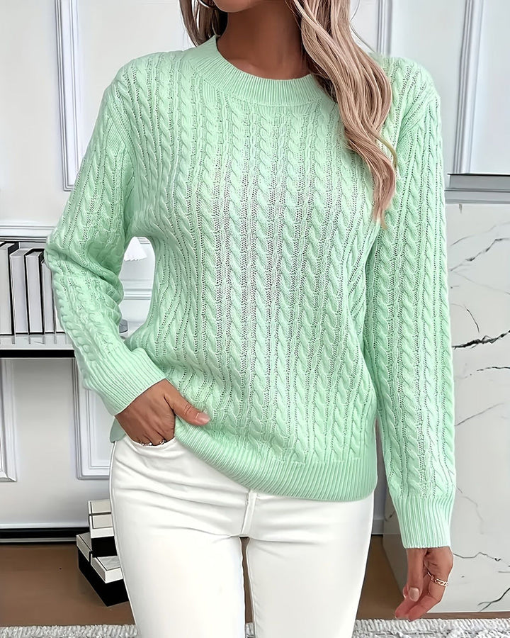 Noreya – pull en maille torsadée à col rond