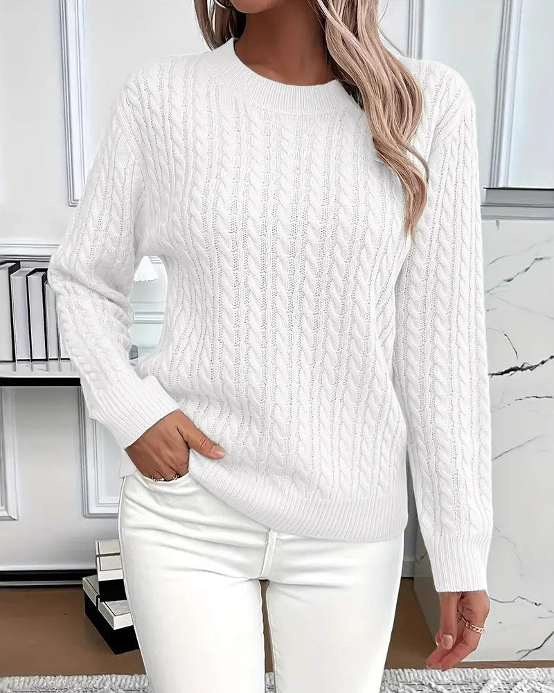 Noreya – pull en maille torsadée à col rond