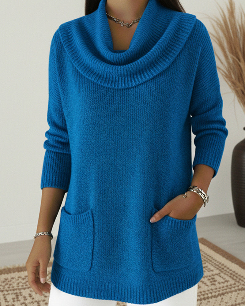 Rilena – Pull en maille extensible à col drapé