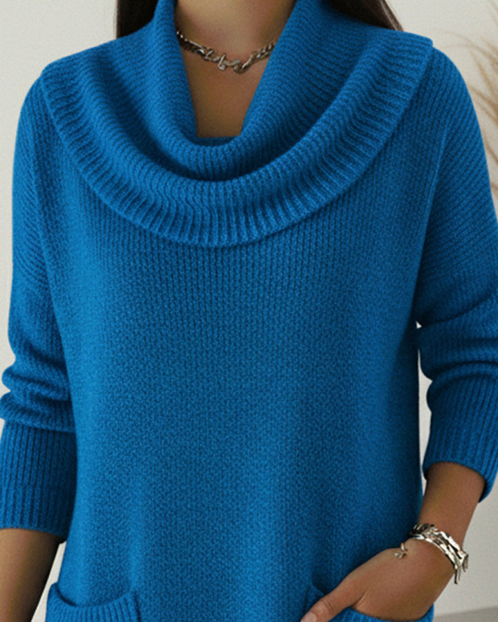 Rilena – Pull en maille extensible à col drapé