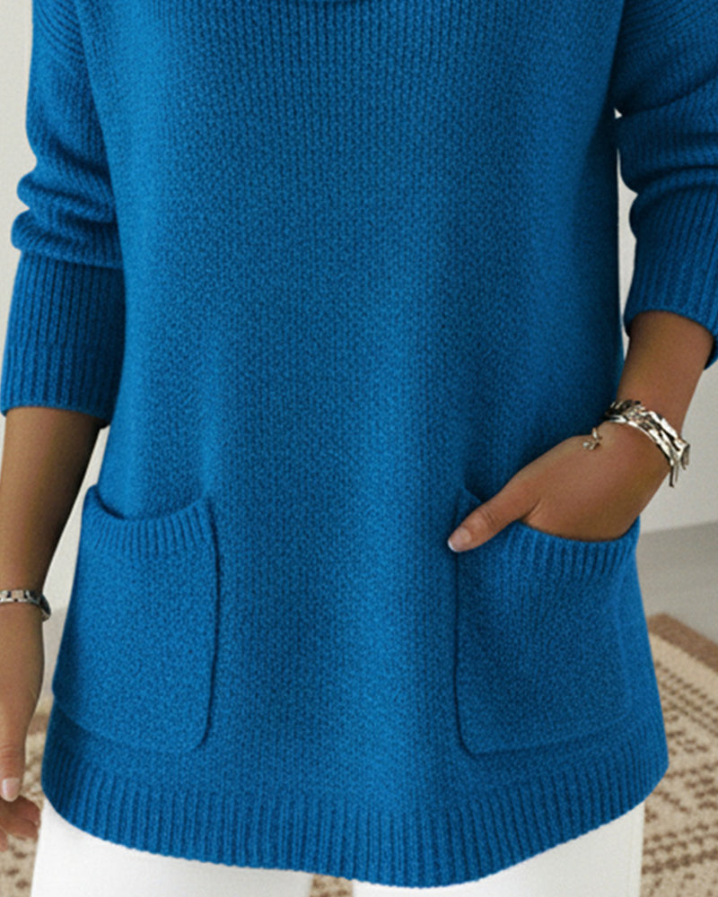 Rilena – Pull en maille extensible à col drapé