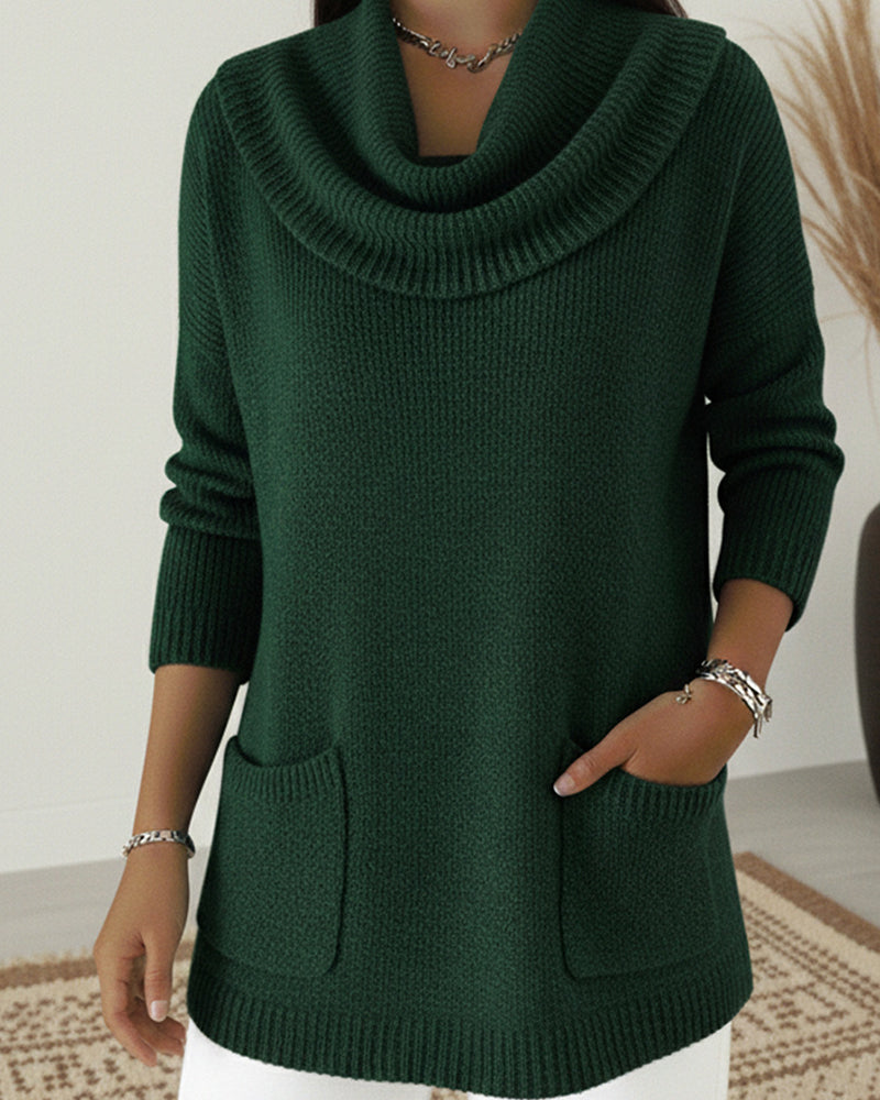 Rilena – Pull en maille extensible à col drapé