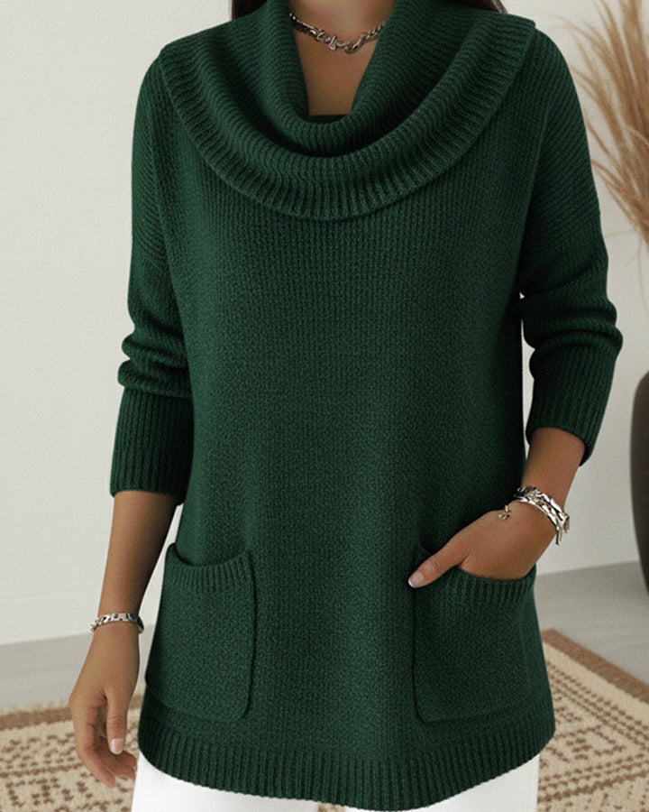 Rilena – Pull en maille extensible à col drapé