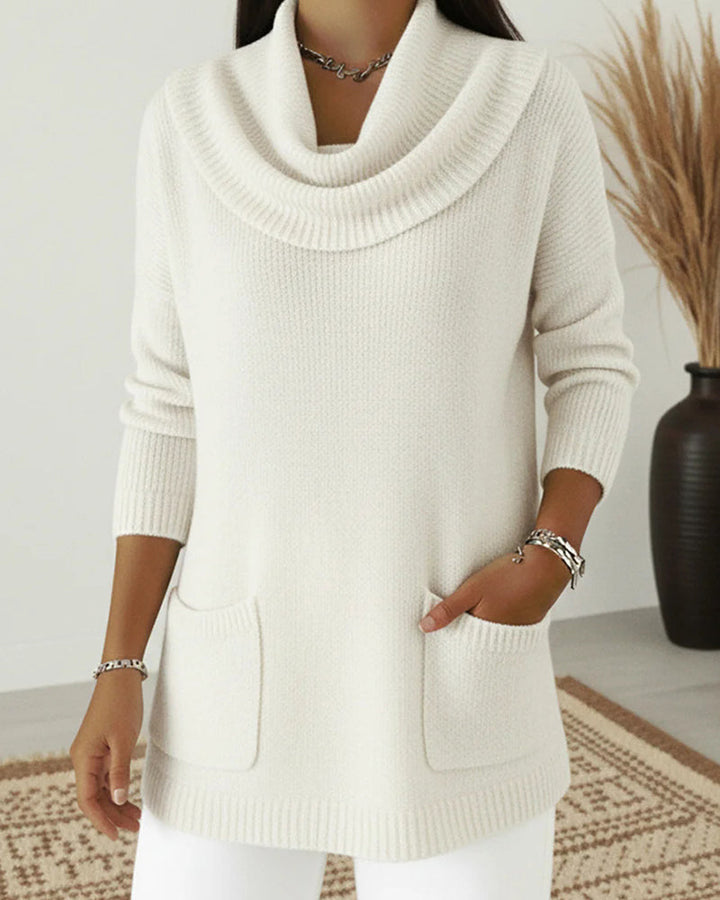 Rilena – Pull en maille extensible à col drapé