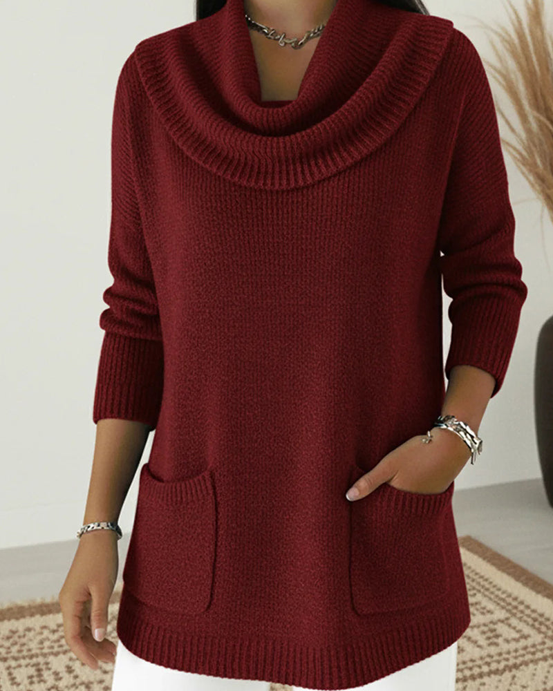 Rilena – Pull en maille extensible à col drapé