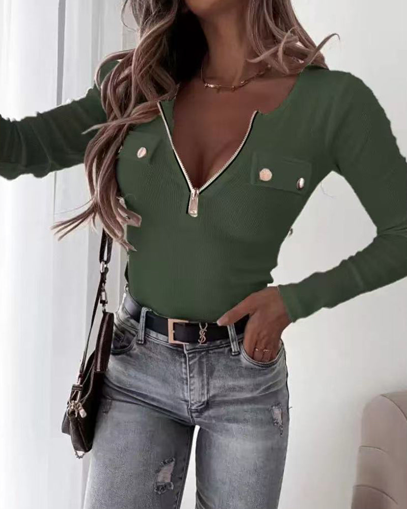 Novira – Haut à demi-zip en maille jersey