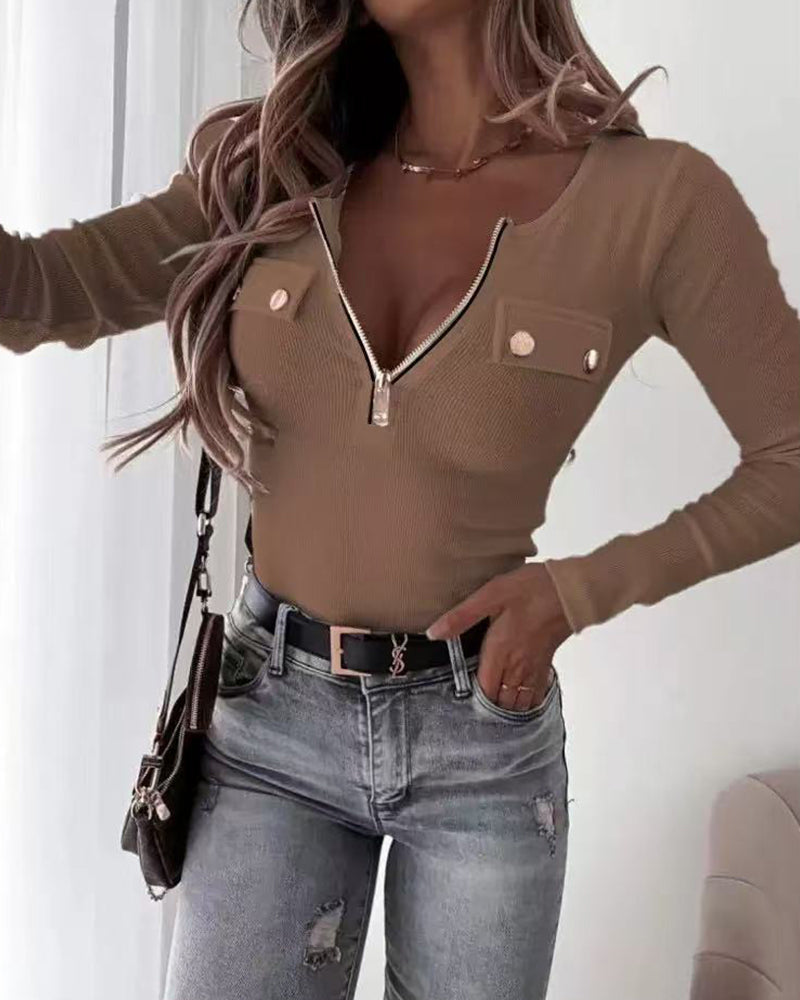 Novira – Haut à demi-zip en maille jersey