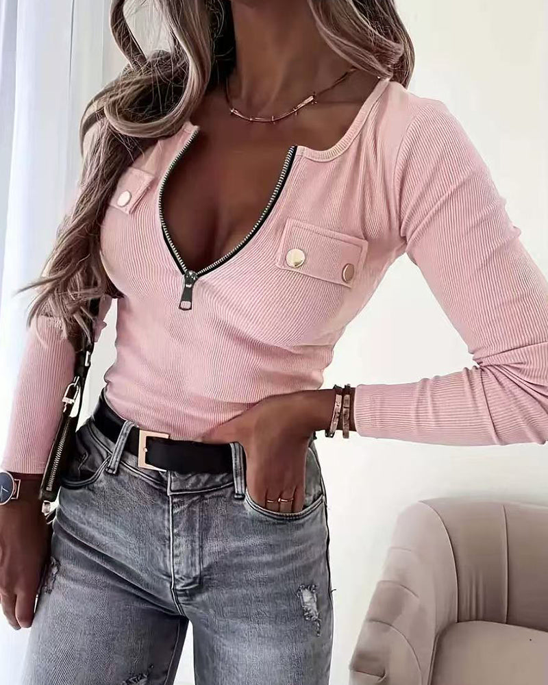 Novira – Haut à demi-zip en maille jersey